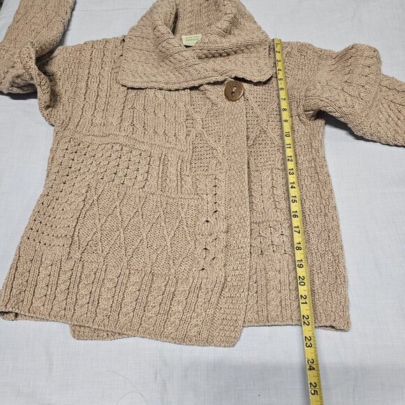 Aran Isles Women Chunky One Button Cardigan Sweater Size M Beige Long Sleeve - Picture 6 of 13